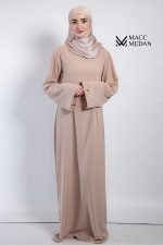 Basickleid mit Trompetenärmel und Gürtel Beige - MACCMEDAN
