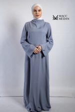 Basickleid mit Trompetenärmel und Gürtel Graublau - MACCMEDAN