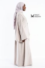 MACCMEDAN Zweiteiler Leinenset Milchweiß Hijab Modest Fashion Abaya Kopftuch Islamische Kleidung