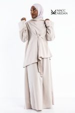 MACCMEDAN Zweiteiler Leinenset Milchweiß Hijab Modest Fashion Abaya Kopftuch Islamische Kleidung