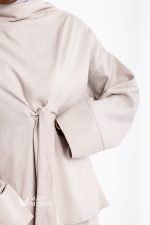 MACCMEDAN Zweiteiler Leinenset Milchweiß Hijab Modest Fashion Abaya Kopftuch Islamische Kleidung