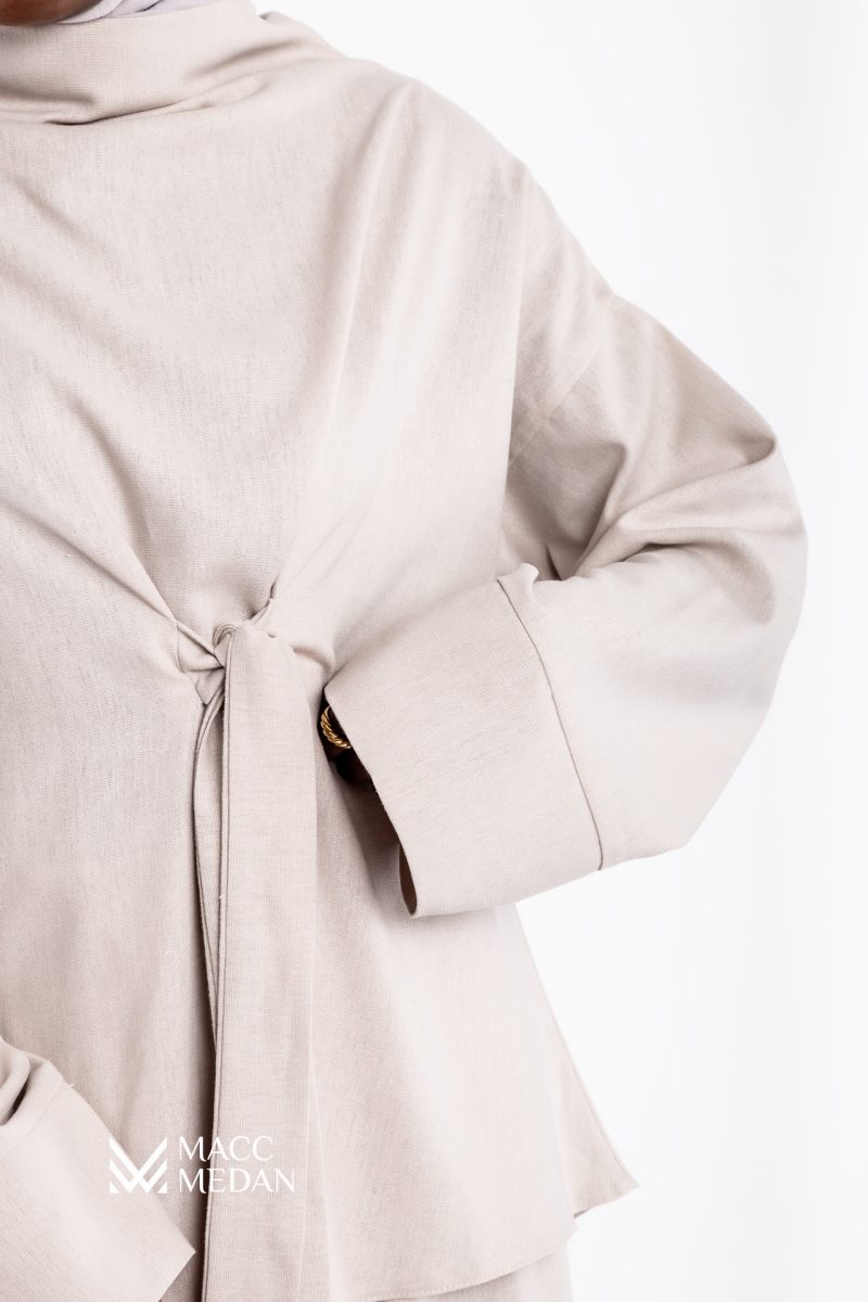 MACCMEDAN Zweiteiler Leinenset Milchweiß Hijab Modest Fashion Abaya Kopftuch Islamische Kleidung