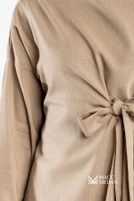 MACCMEDAN Zweiteiler Leinenset Beige Hijab Modest Fashion Abaya Kopftuch Islamische Kleidung