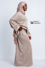 Angora-Set A-Linie Beige - MaccMedan Muslimische Kleider, Hijab, Abaya, Muslima Fashion, Modest Fashion, Islamische Kleidung, Muslimische Mode