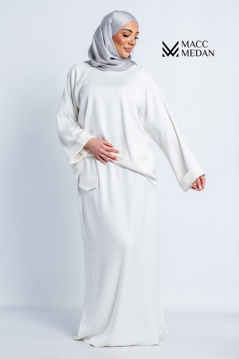 Angora-Set A-Linie Cremeweiß - MaccMedan Muslimische Kleider, Hijab, Abaya, Muslima Fashion, Modest Fashion, Islamische Kleidung, Muslimische Mode