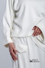 Angora-Set A-Linie Cremeweiß - MaccMedan Muslimische Kleider, Hijab, Abaya, Muslima Fashion, Modest Fashion, Islamische Kleidung, Muslimische Mode