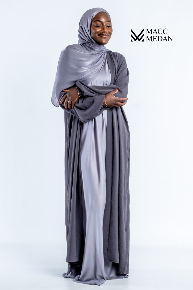 Abaya Set - Kimono mit Unterkleid - Grau - MACCMEDAN