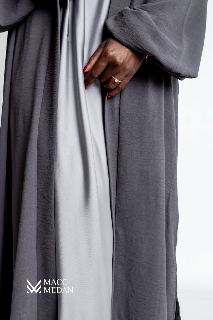 Abaya Set - Kimono mit Unterkleid - Grau - MACCMEDAN
