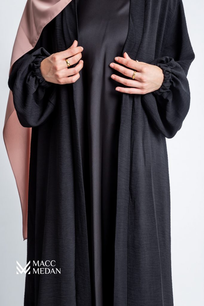 Abaya Set - Kimono mit Unterkleid - Schwarz - MACCMEDAN