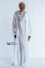 Abaya Set - Kimono mit Unterkleid - Weiß - MACCMEDAN
