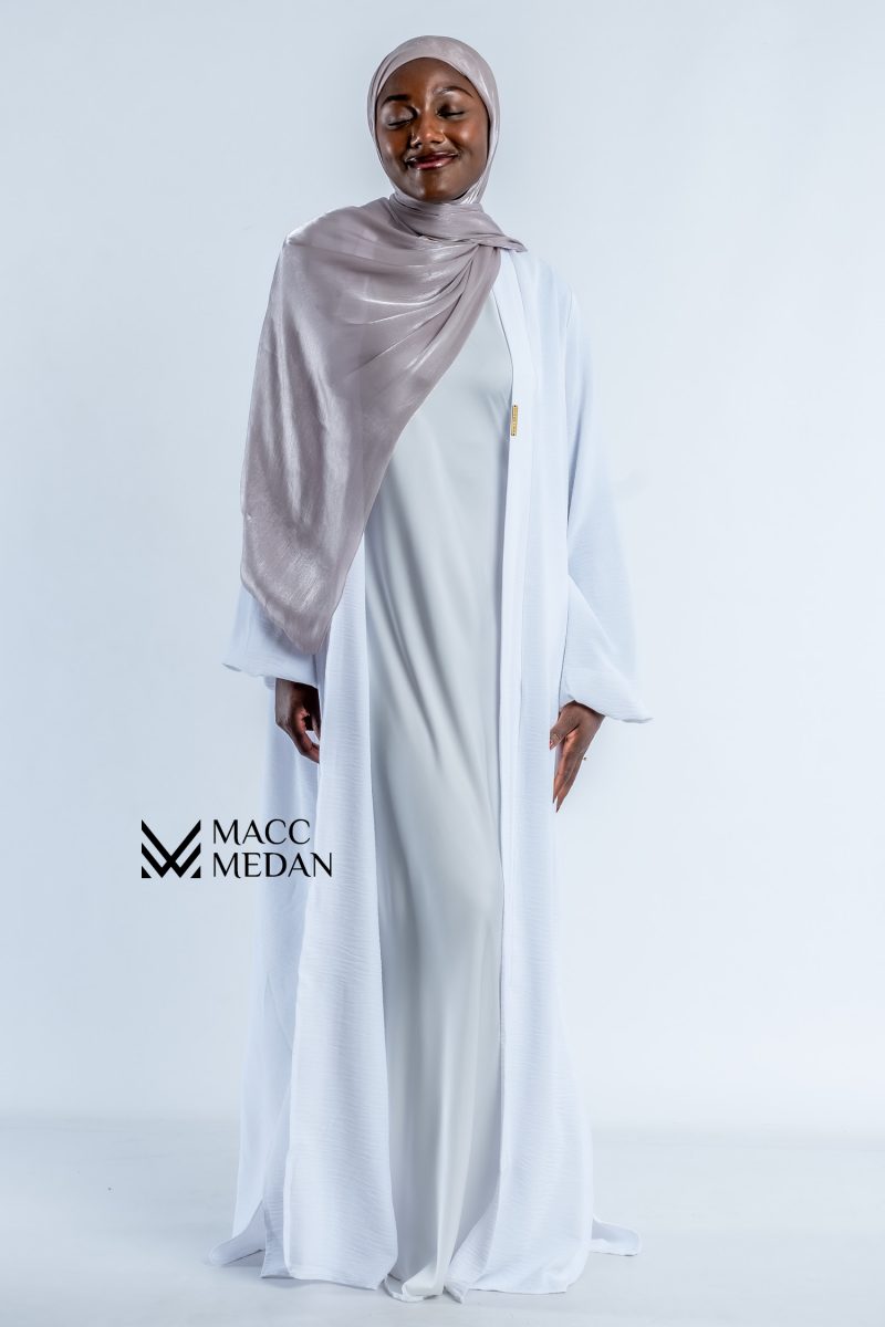 Abaya Set - Kimono mit Unterkleid - Weiß - MACCMEDAN