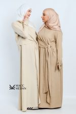 Leinen-Baumwollmix Kleid - Beige- MACCMEDAN