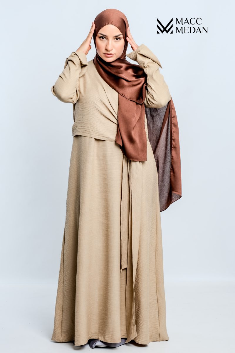 Leinen-Baumwollmix Kleid - Beige- MACCMEDAN