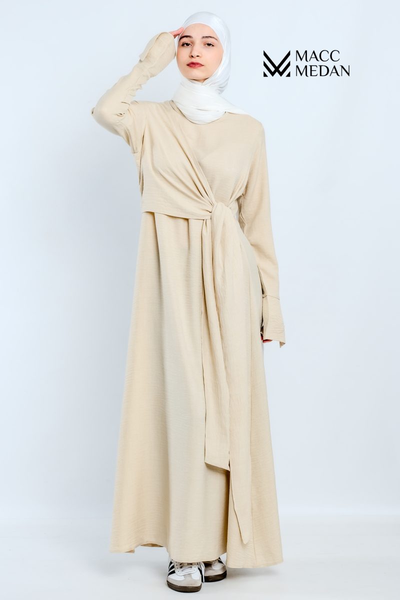 Leinen-Baumwollmix Kleid - Creme - MACCMEDAN
