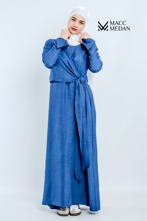 Leinen-Baumwollmix Kleid Jeansblue MACCMEDAN