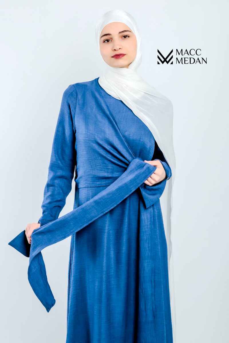 Leinen-Baumwollmix Kleid Jeansblue MACCMEDAN