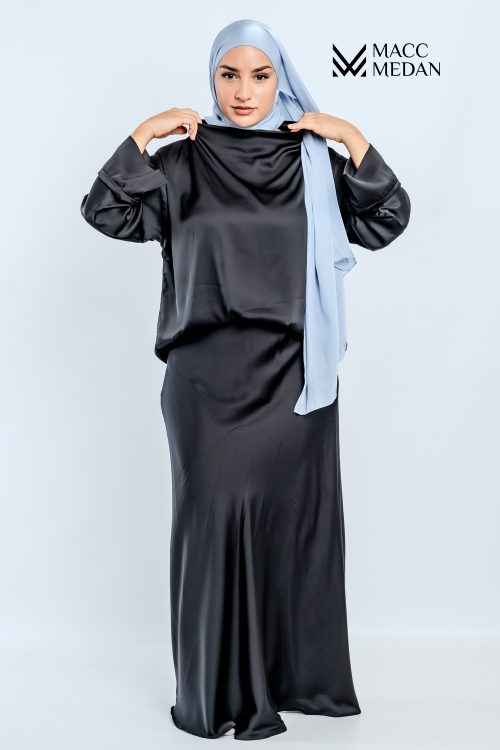 Viskosezweiteiler - Bluse und Rock - Schwarz - MACCMEDAN