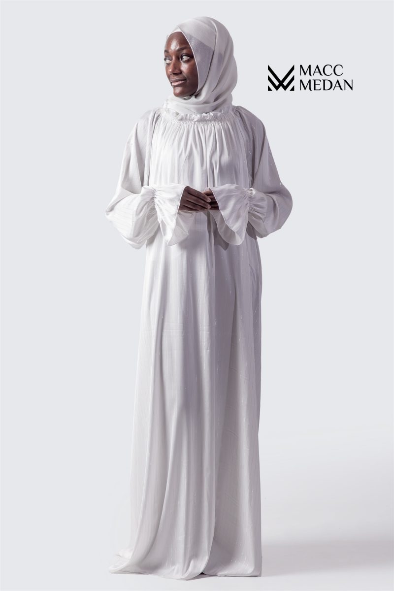A-Linien Abaya Seide - Weiß - MACCMEDAN