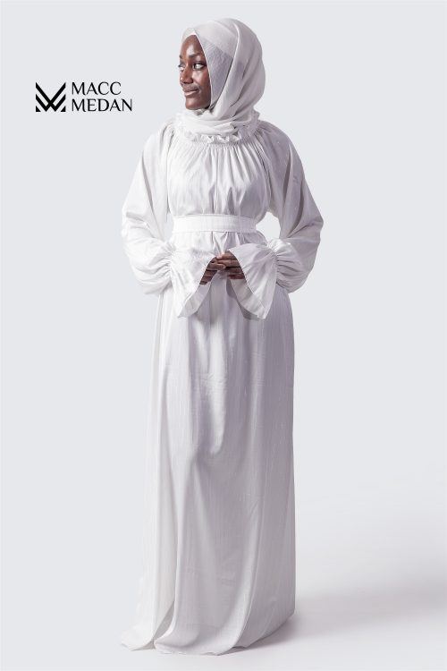 A-Linien Abaya Seide - Weiß - MACCMEDAN