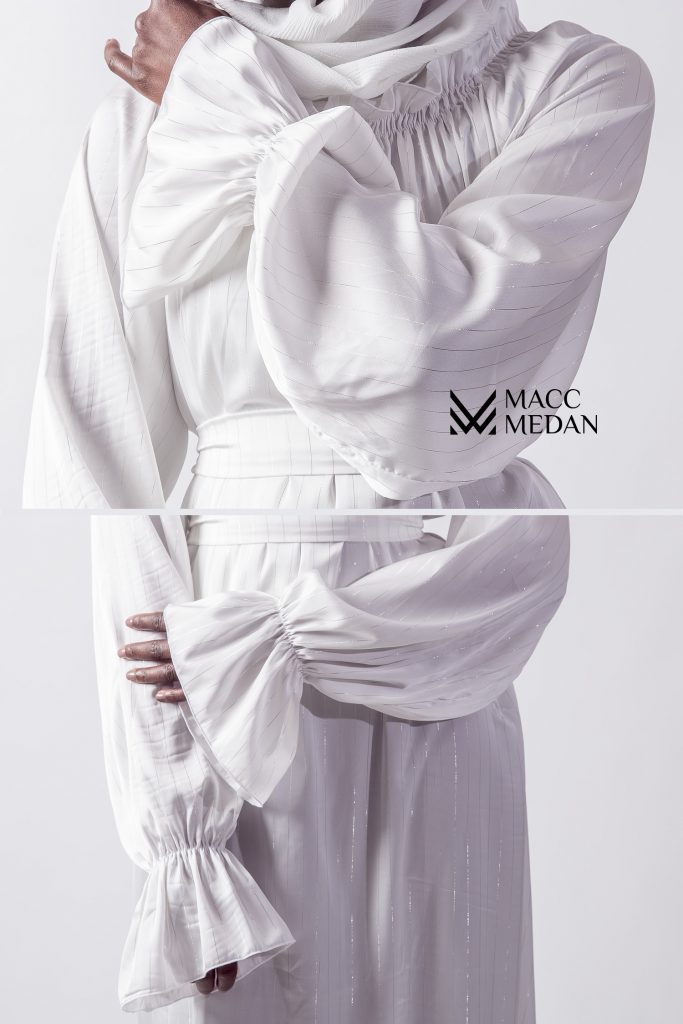 A-Linien Abaya Seide - Weiß - MACCMEDAN