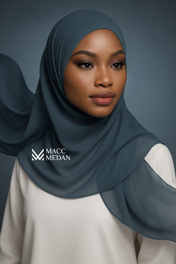 Fertighijab auf Krepp-Chiffon - Anthrazit - MACCMEDAN