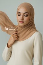 Fertighijab auf Krepp-Chiffon - Beige - MACCMEDAN